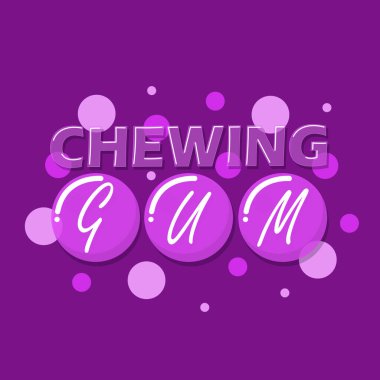 Ulusal sakız çiğneme günü yemek afişi. 30 Eylül 'de kutlamak için koyu mor arkaplanlı balonlu cesur metin