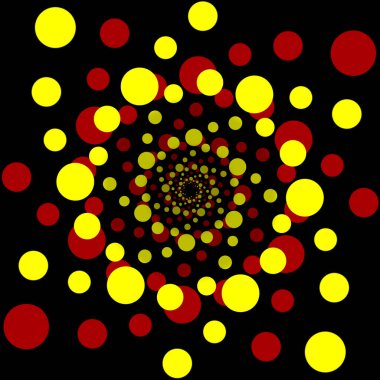 Siyah arkaplanda sarı ve kırmızı noktalar var. Soyut arkaplan.