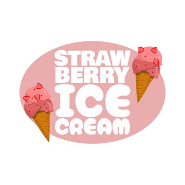 Ulusal Çilekli Dondurma Günü 15 Ocak 'ta kutlanacak. Beyaz arka planda kalın metinli iki çilekli dondurma külahı. Gıda etkinliği afişi.