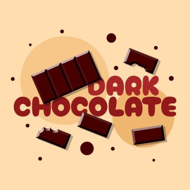 Ulusal Kara Çikolata Günü 1 Şubat 'ta kutlanacak. Koyu çikolata ve bej arka planda kalın yazı. Gıda etkinliği afişi.