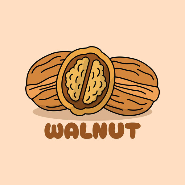 Национальный день грецкого ореха 17 мая. Иллюстрация грецких орехов с жирным текстом на бежевом фоне. Баннер продовольственных событий.