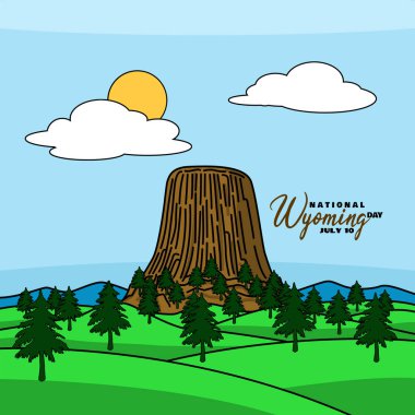 Ulusal Wyoming Günü 10 Temmuz 'da kutlanacak. Gün boyunca Wyoming 'deki Şeytan Kulesi anıtının tasviri.