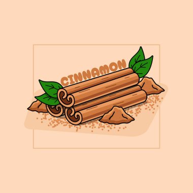 Ulusal Tarçın Günü 1 Kasım 'da kutlanacak. Bej arkaplanda yeşil yapraklı tarçın kütükleri.