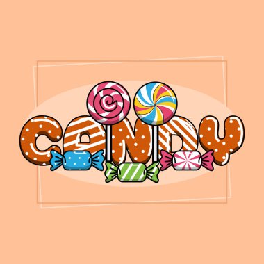 Ulusal Şeker Günü 4 Kasım 'da kutlanacak. Bej arkaplanda diğer renkli şekerlerle lolipoplar.