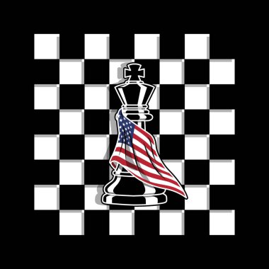 Satranç tahtasında kanat olarak Amerikan bayrağı olan siyah bir satranç taşı. Amerikan Satranç Günü her 1 Eylül 'de kutlanır..