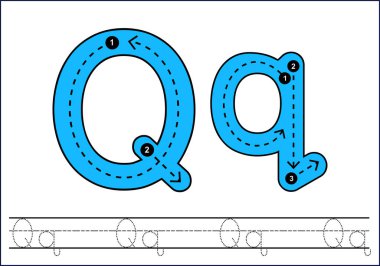 Çocuklar için İngilizce alfabesi öğreniyorum. A 'dan Z' ye Harf İzleme Harfi.