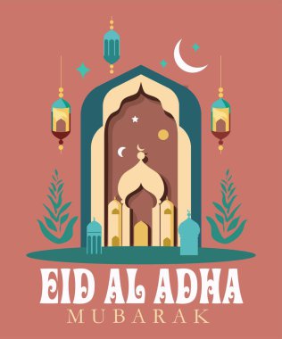 İslami büyük kutlama günü düz resimleme arkaplanı