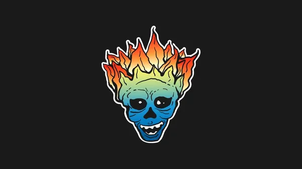 ateş mavisi kafatası sanat karakteri tasarımı