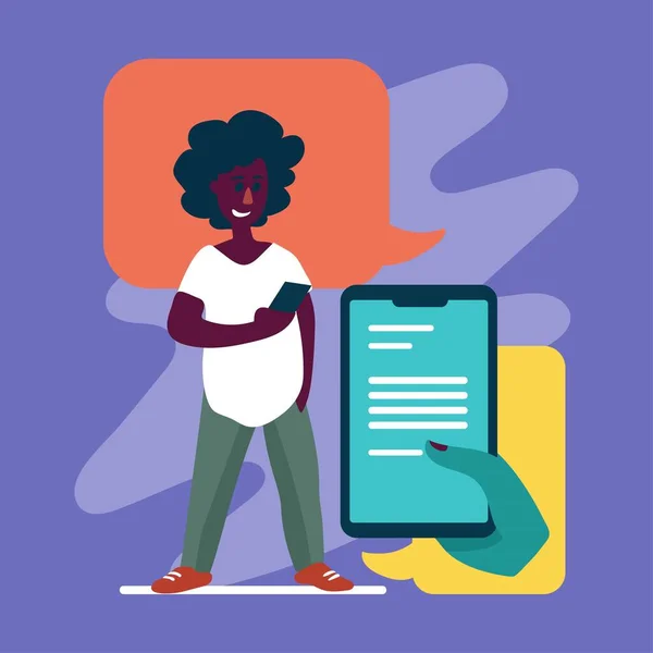 Düz illüstrasyon kopyalama alanı mesajlaşan bir adam