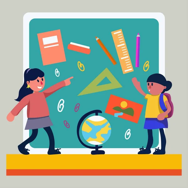 Çocuklar öğrenim görüyor ve düz nesne resimlemesi yapıyor