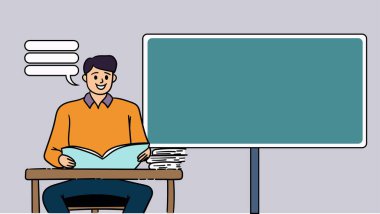 Öğretmen düz karakter illüstrasyon kopyalama alanı öğretiyor