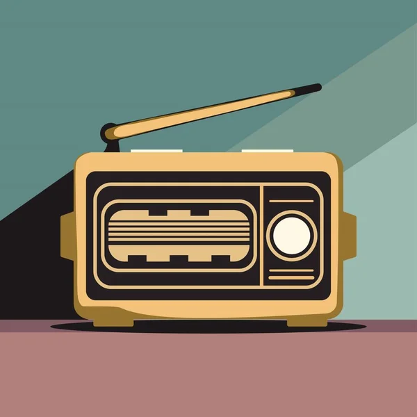 Stock vector vintage radio flat object illustration art