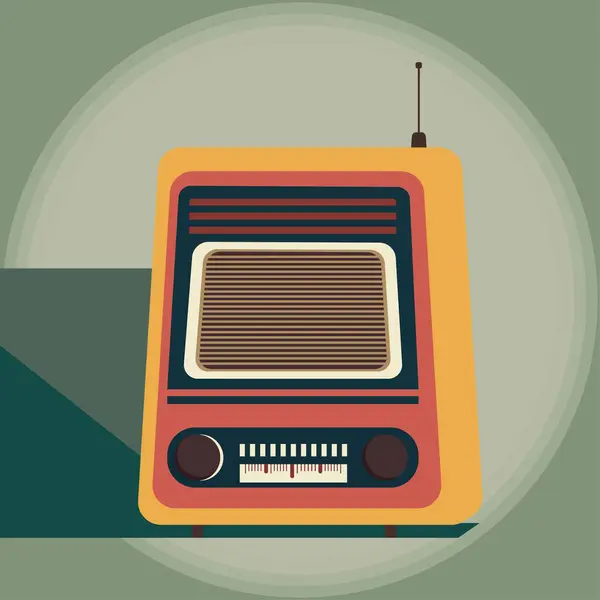 Vintage Radio Plat Design Illustration — Image vectorielle