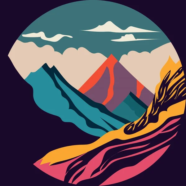 Dağ manzarası düz resimleme