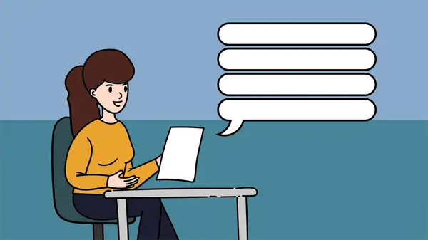 Düz illüstrasyon telif hızını tanıtan kadın sunar