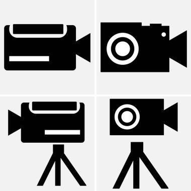 Kamera simgesi seti, fotoğraf makinesi simgesi, kamera fotoğrafçılık simgesi, kamera simgesi vektör silueti