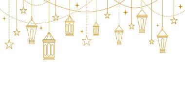 Altın fenerli altın yıldızlar. vektör illüstrasyonu    