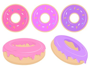 donutlar vektör illüstrasyonunu ayarladı 