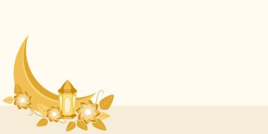 Altın fenerin, çiçeklerin ve ayın soyut arkaplanı