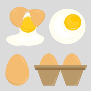Düz dizayn edilmiş yumurta seti. vektör illüstrasyonu 