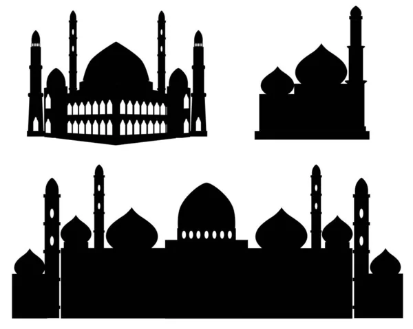 Набор Силуэтов Мечетей Мечеть Иконки Набор Рамадан Векторной Иллюстрации — стоковый вектор