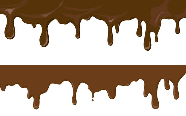 set of dripping chocolate isolated on a white background   