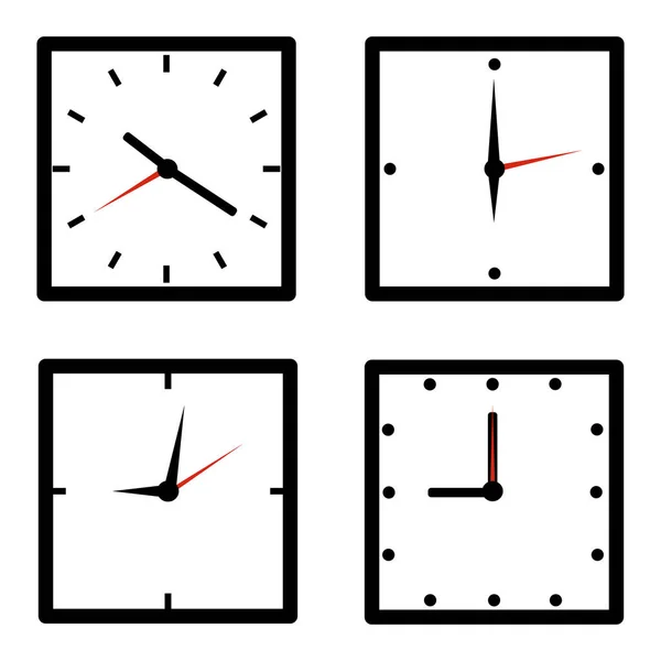 Set Dari Empat Jam Latar Belakang Putih - Stok Vektor