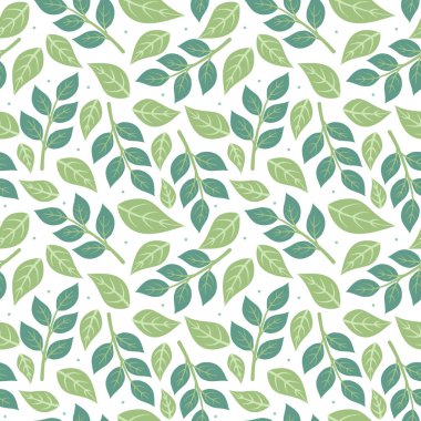 Yeşil yapraklı kusursuz vektör deseni 