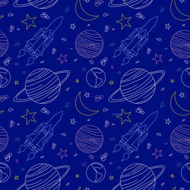 Uzay kusursuz desen. gezegenler ve yıldızlar. 