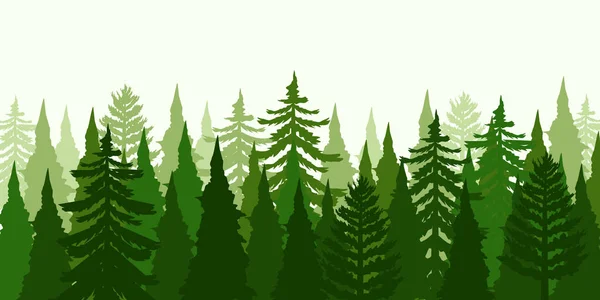 Vector Background Green Forest Trees — Stock Vector