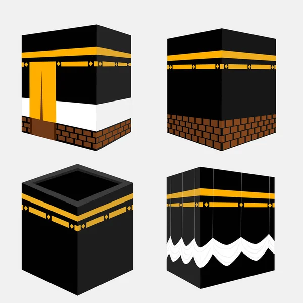 Wektorowy Zestaw Izometryczny Ilustracji Wektora Kaaba — Wektor stockowy
