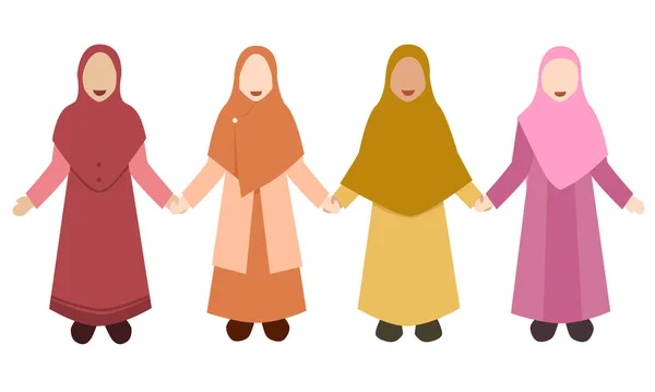 Мусульманські Жінки Мультяшний Стиль Векторний — стоковий вектор