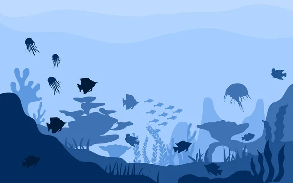 Balıklar Mercanlarla Dolu Altı Arka Planı — Stok Vektör