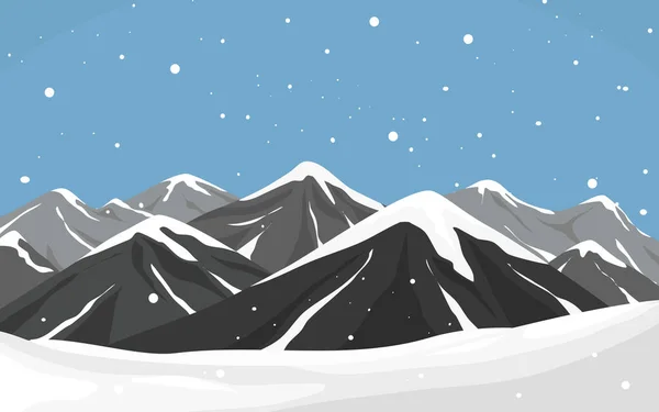 Snowy Mountains Winter Landscape Scene — Stock Vector