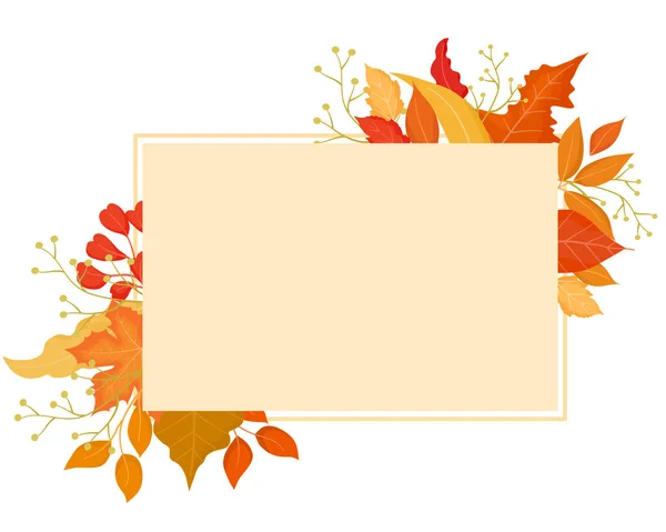 秋天树叶和秋天树叶的框架 矢量图解设计 — 图库矢量图片