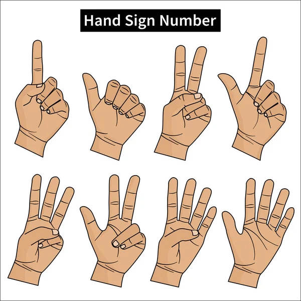 Handgesten Handzeichen Nummern Vektorillustration — Stockvektor