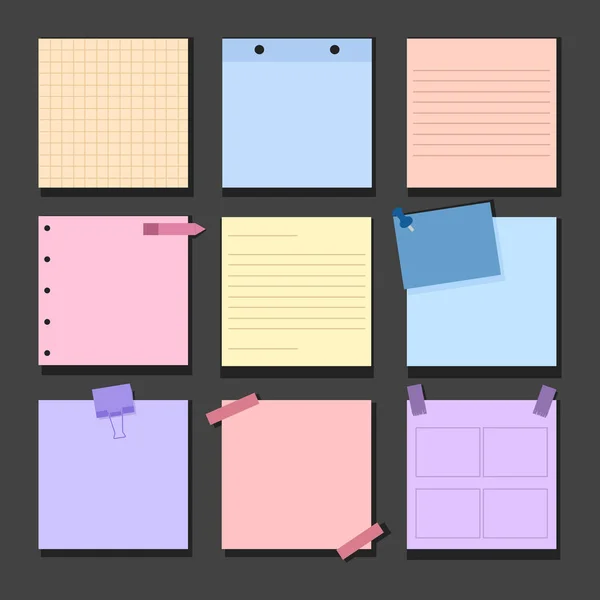 Renkli Defteri Kağıt Notları — Stok Vektör