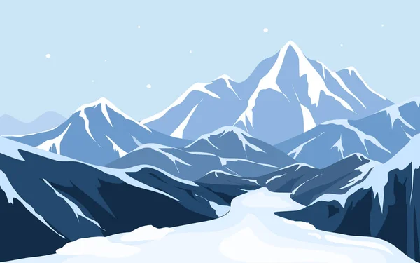Winter Mountain Landscape Snow Vector Design — Stock Vector