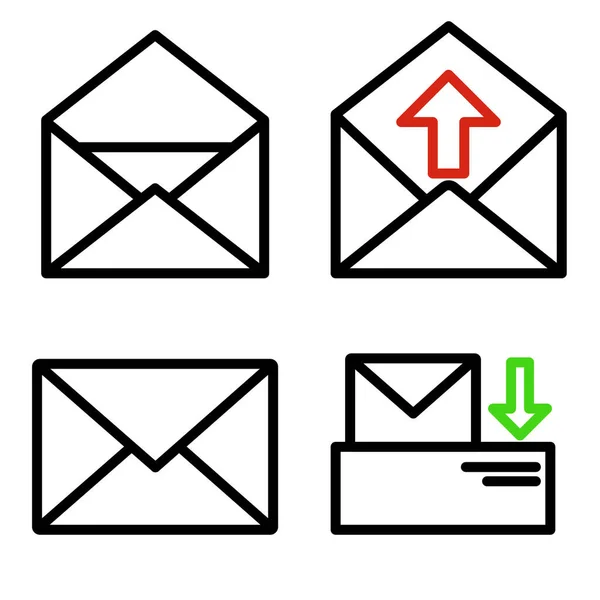 Set Mail Icons Isolated White Background — Stock Vector