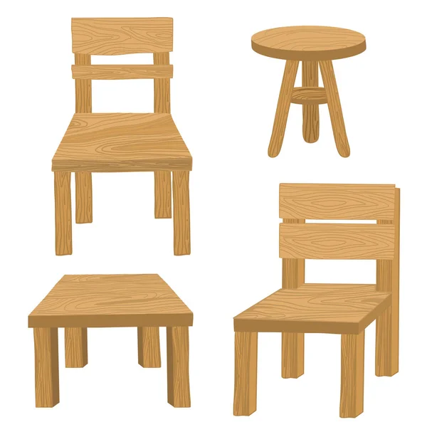 Ilustração Vetorial Cadeiras Madeira — Vetor de Stock