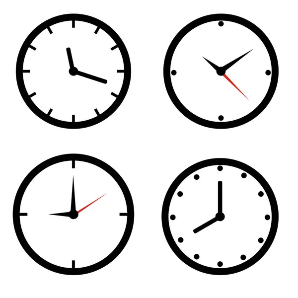 Conjunto Cuatro Relojes Sobre Fondo Blanco — Archivo Imágenes Vectoriales