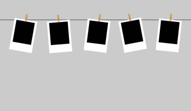 Mandallı boş fotoğraf çerçevesi. vektör