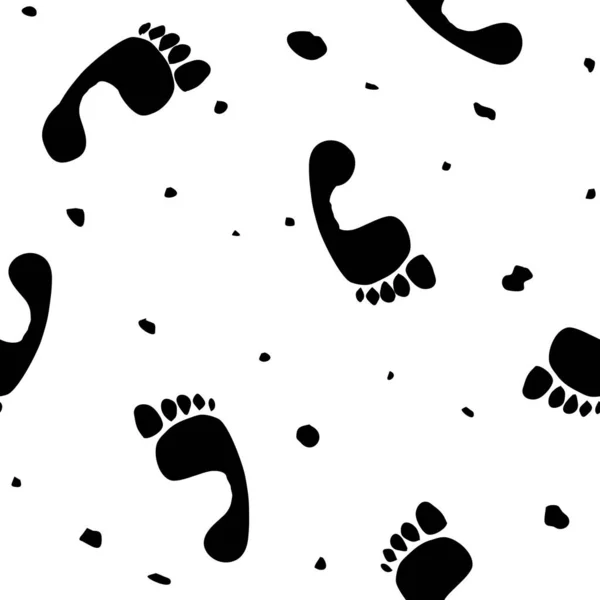 Seamless Pattern Footprints White Background — Stock Vector