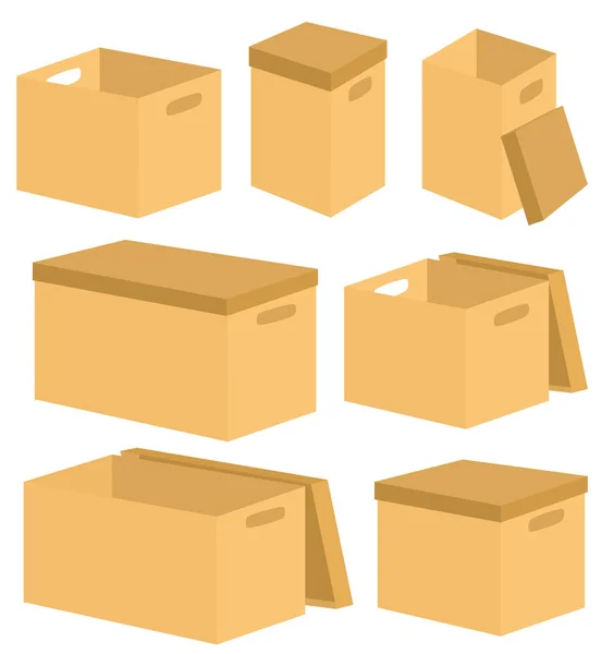 Conjunto Diferentes Cajas Ilustración Vectorial — Vector de stock