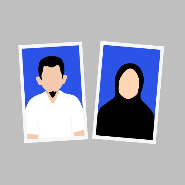 Індонезія Формальна Мусульманська Пара Фотографій Тема Шлюбної Книги Чоловік Жінка Стокова Ілюстрація