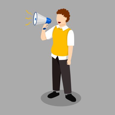 Megafon vektör illüstrasyon tasarımlı iş adamı