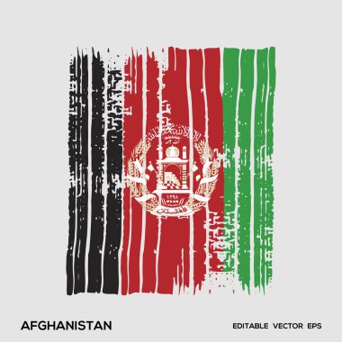 Afganistan Bayrak Fırça Vektör İllüstrasyonu, Afganistan bayrağı fırça darbesi