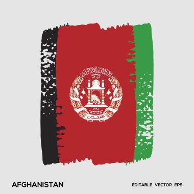 Afganistan Bayrak Fırça Vektör İllüstrasyonu, Afganistan bayrağı fırça darbesi