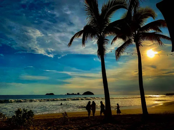 Vista Puesta Sol Playa —  Fotos de Stock