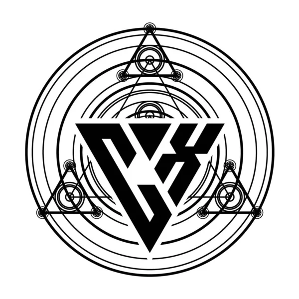 Логотип Буквы Монограммы Шаблоном Треугольной Формы Священными Геометрическими Орнаментами Выделенными — стоковый вектор